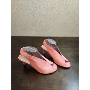 Comfortview Mallory Women's Pink Fabric Peep Toe Slingback Kitten Heel Size‎ 8.5